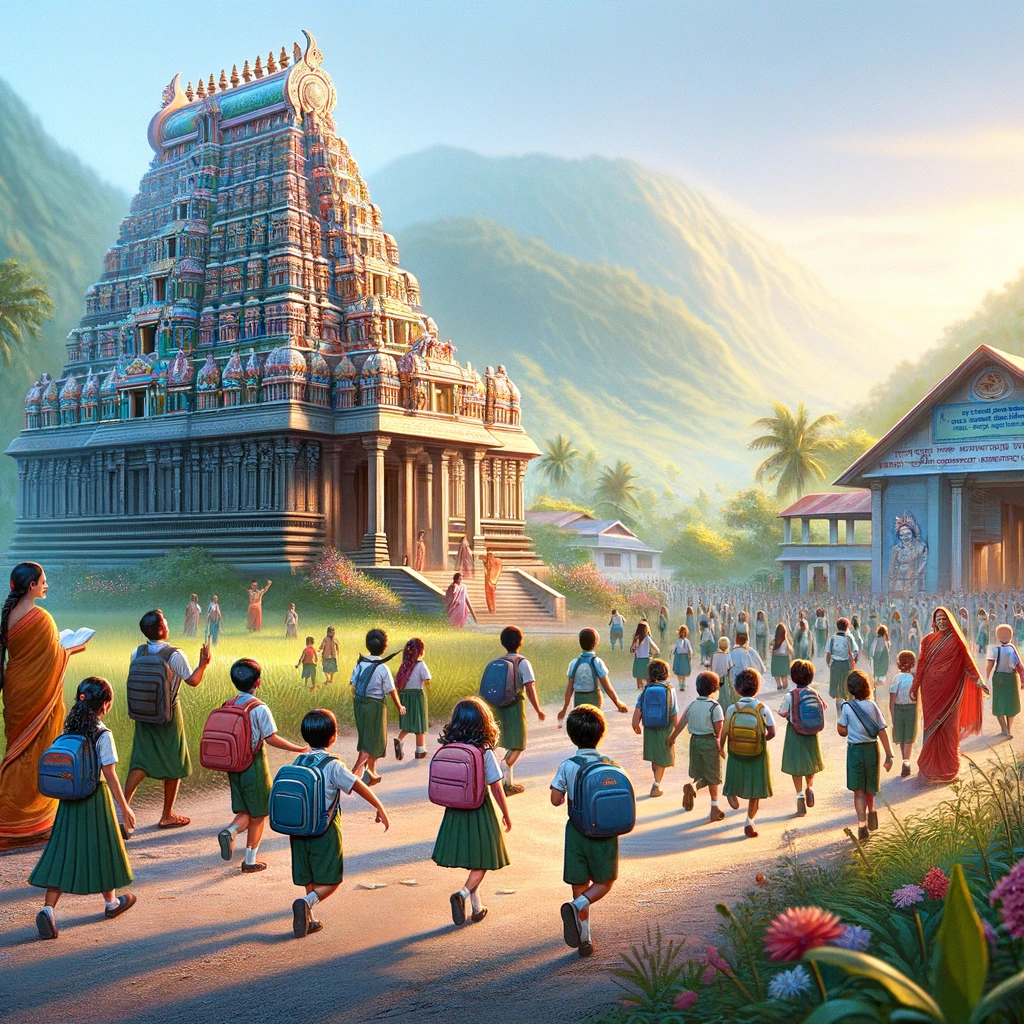 How did Hindu temple expansion benefit education in southern India